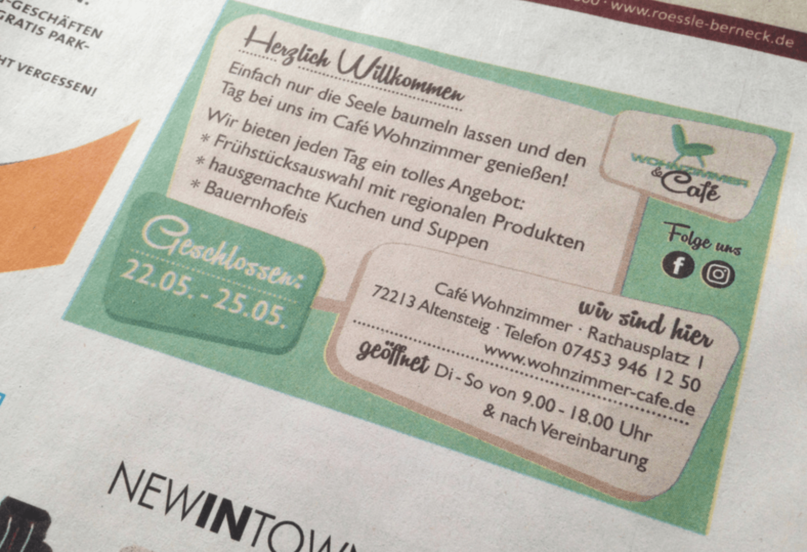 Cafe Wohnzimmer - Anzeigenschaltung