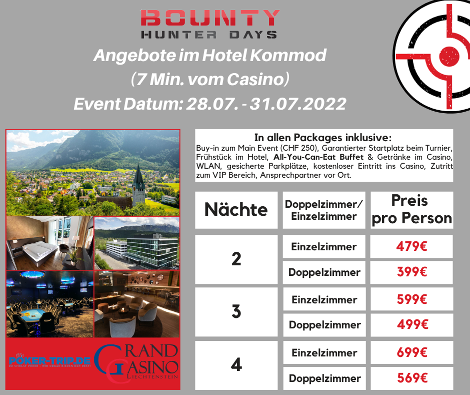Angebote zu den Bounty Hunter Days im Grand Casino in Liechtenstein Angebote zu den Bounty Hunter Days im Grand Casino in Liechtenstein