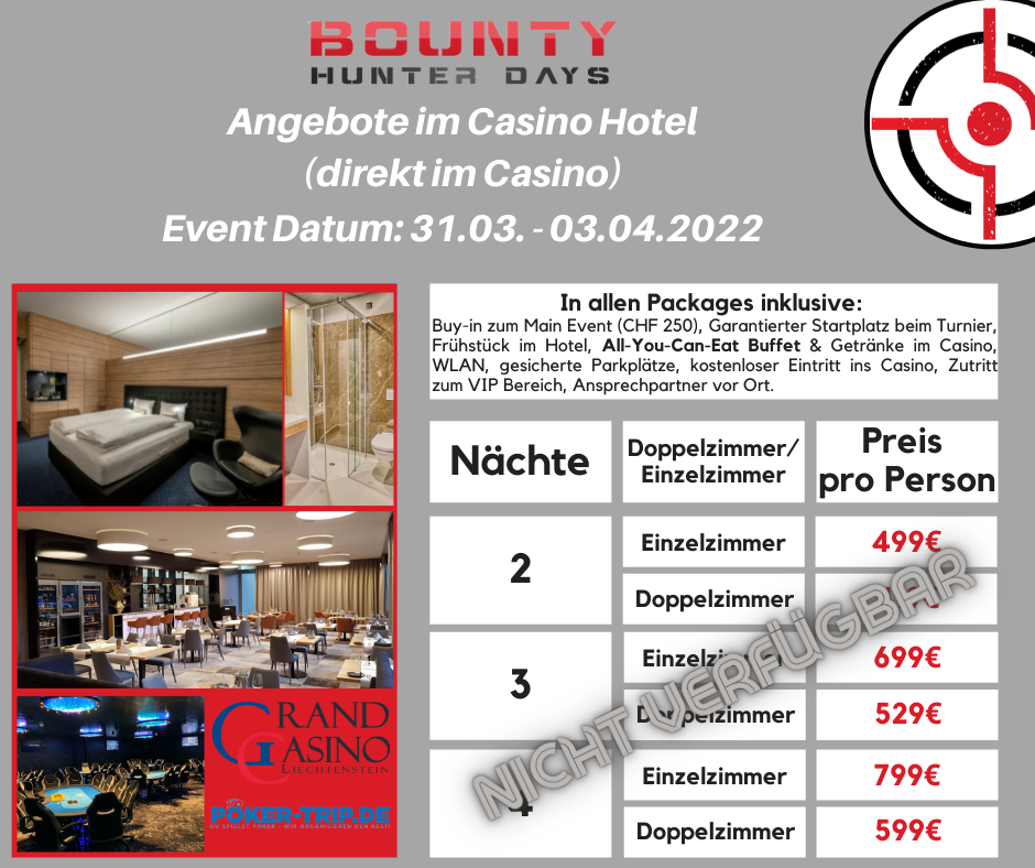 Angebote zu den Bounty Hunter Days im Grand Casino in Liechtenstein Angebote zu den Bounty Hunter Days im Grand Casino in Liechtenstein