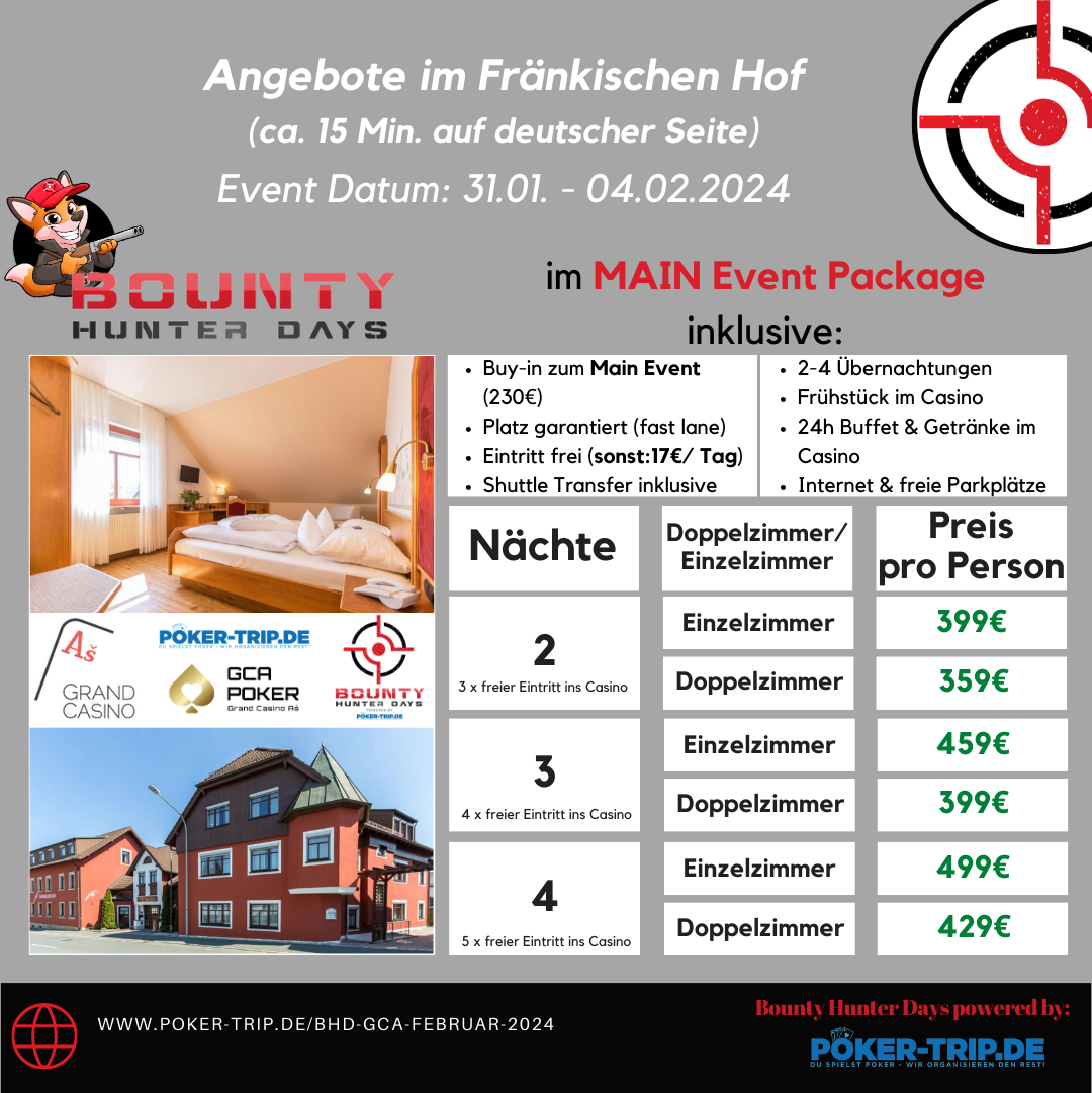 Angebote zu den Bounty Hunter Days im Grand Casino Asch im Hotel Schades Wohlfühlhotel Angebote zu den Bounty Hunter Days im Grand Casino Asch