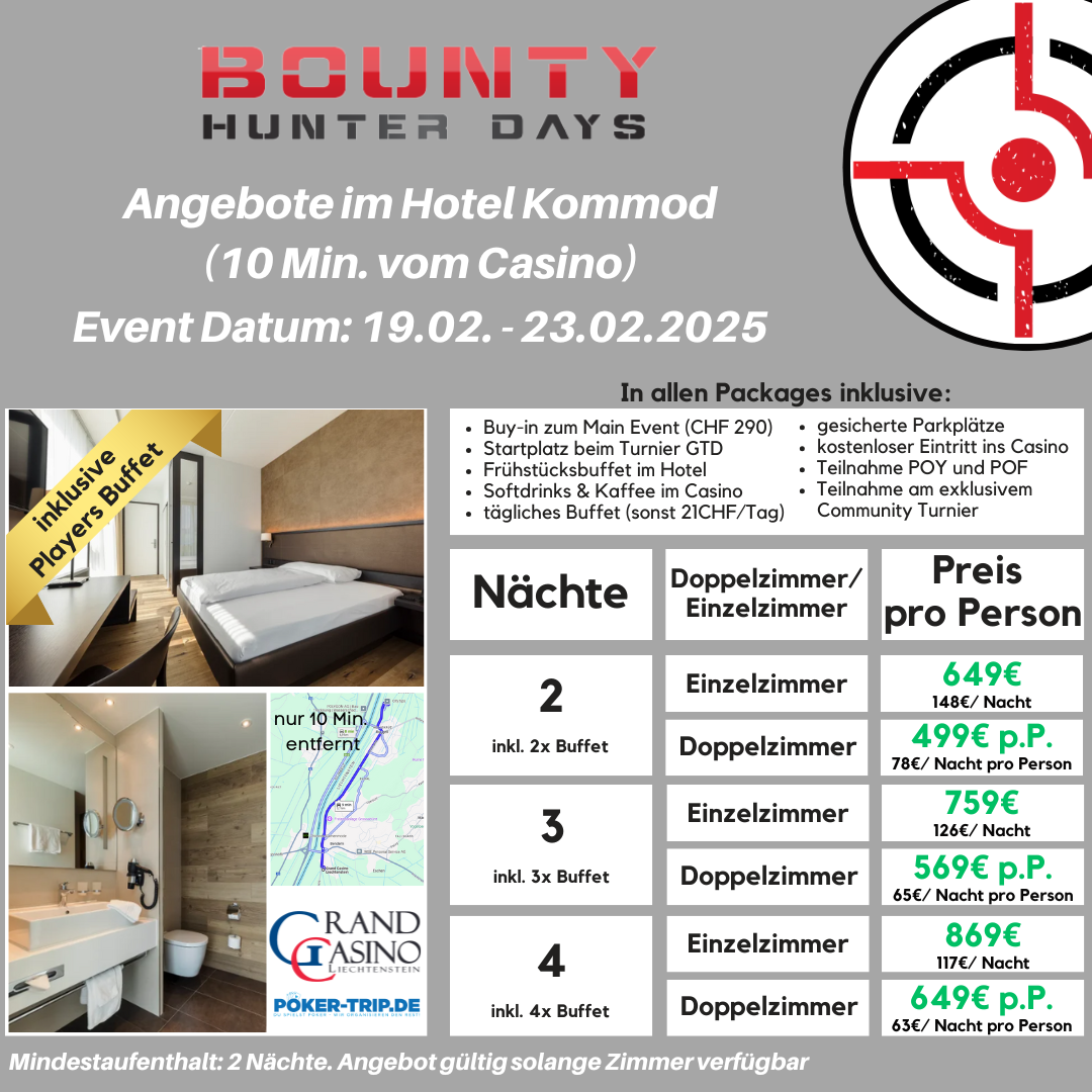 Angebote zu den Bounty Hunter Days im Grand Casino in Liechtenstein Angebote zu den Bounty Hunter Days im Grand Casino in Liechtenstein