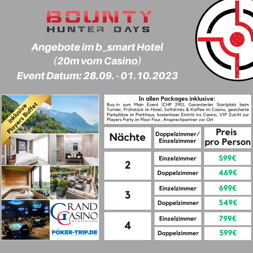 Angebote zu den Bounty Hunter Days im Grand Casino in Liechtenstein Angebote zu den Bounty Hunter Days im Grand Casino in Liechtenstein