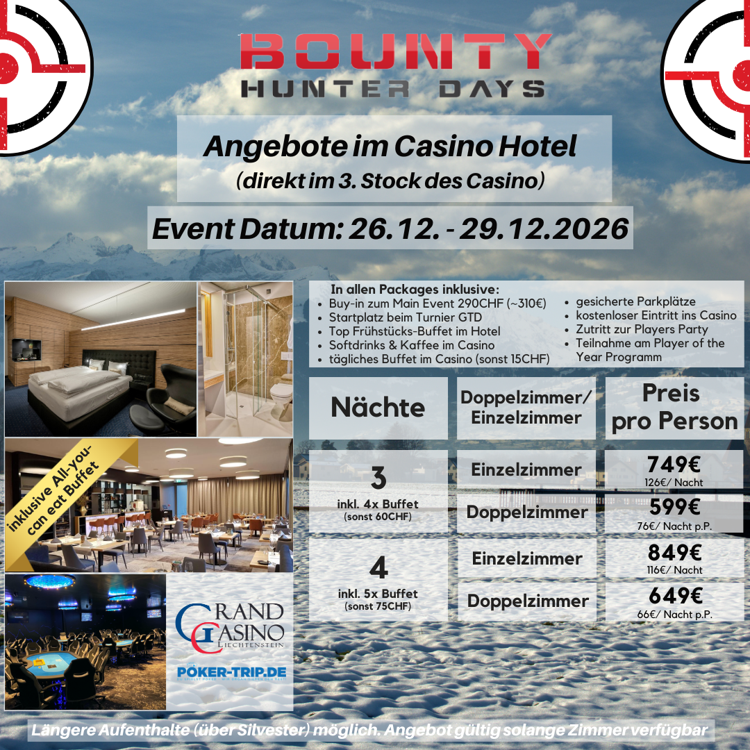 Angebote zu den Bounty Hunter Days im Grand Casino in Liechtenstein Angebote zu den Bounty Hunter Days im Grand Casino in Liechtenstein
