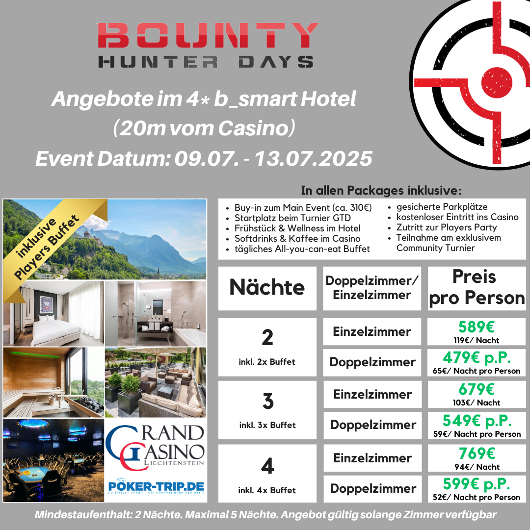 Angebote zu den Bounty Hunter Days im Grand Casino in Liechtenstein Angebote zu den Bounty Hunter Days im Grand Casino in Liechtenstein