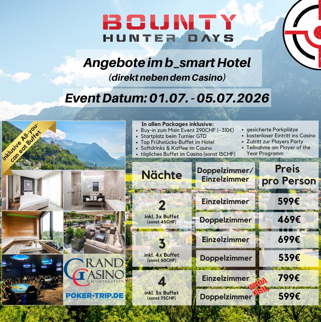 Angebote zu den Bounty Hunter Days im Grand Casino in Liechtenstein Angebote zu den Bounty Hunter Days im Grand Casino in Liechtenstein