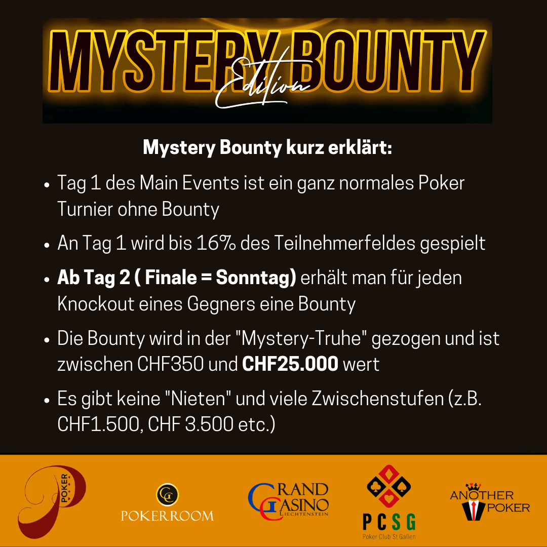 Schedule  zu den Bounty Hunter Days im Grand Casino in Liechtenstein vom 23.03. - 26.03.2023