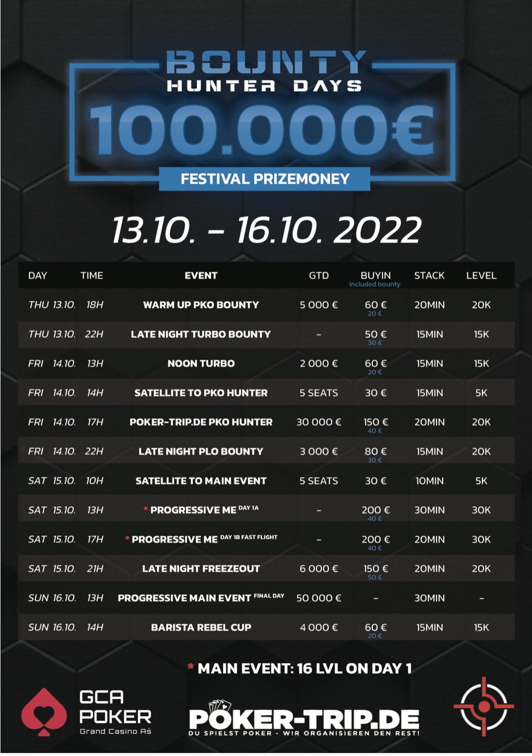 Schedule zu den Bounty Hunter Days im Grand Casino Asch Schedule zu den Bounty Hunter Days im Grand Casino Asch