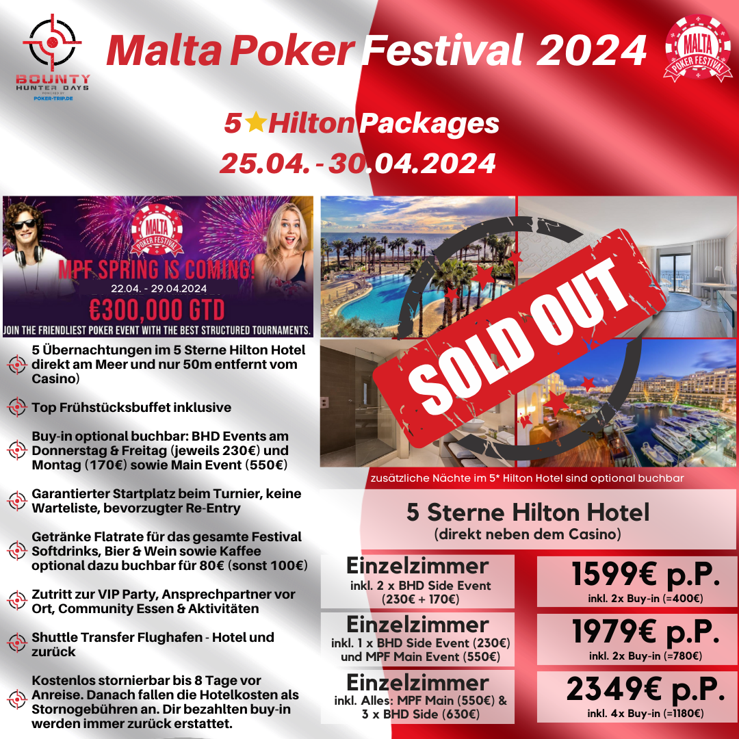 Poker Package Angebot für das Malta Poker Festival 2022
