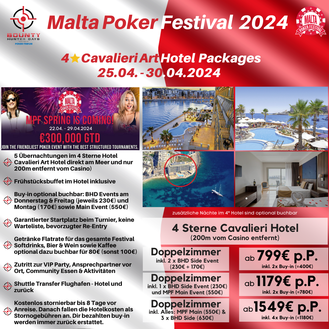 Poker Package Angebot für das Malta Poker Festival 2022