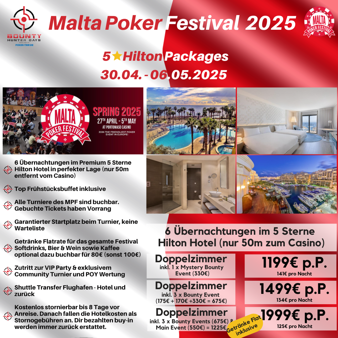 Poker Package Angebot für das Malta Poker Festival 2022
