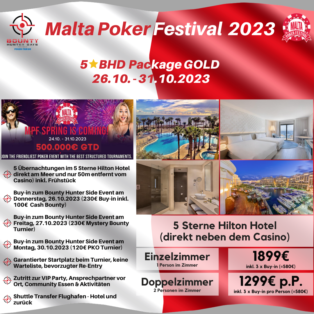 Poker Package Angebot für das Malta Poker Festival 2022
