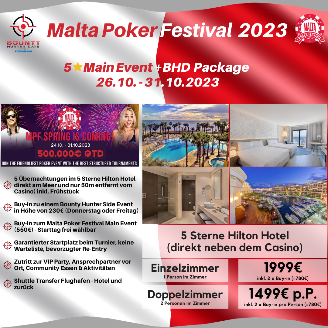 Poker Package Angebot für das Malta Poker Festival 2022