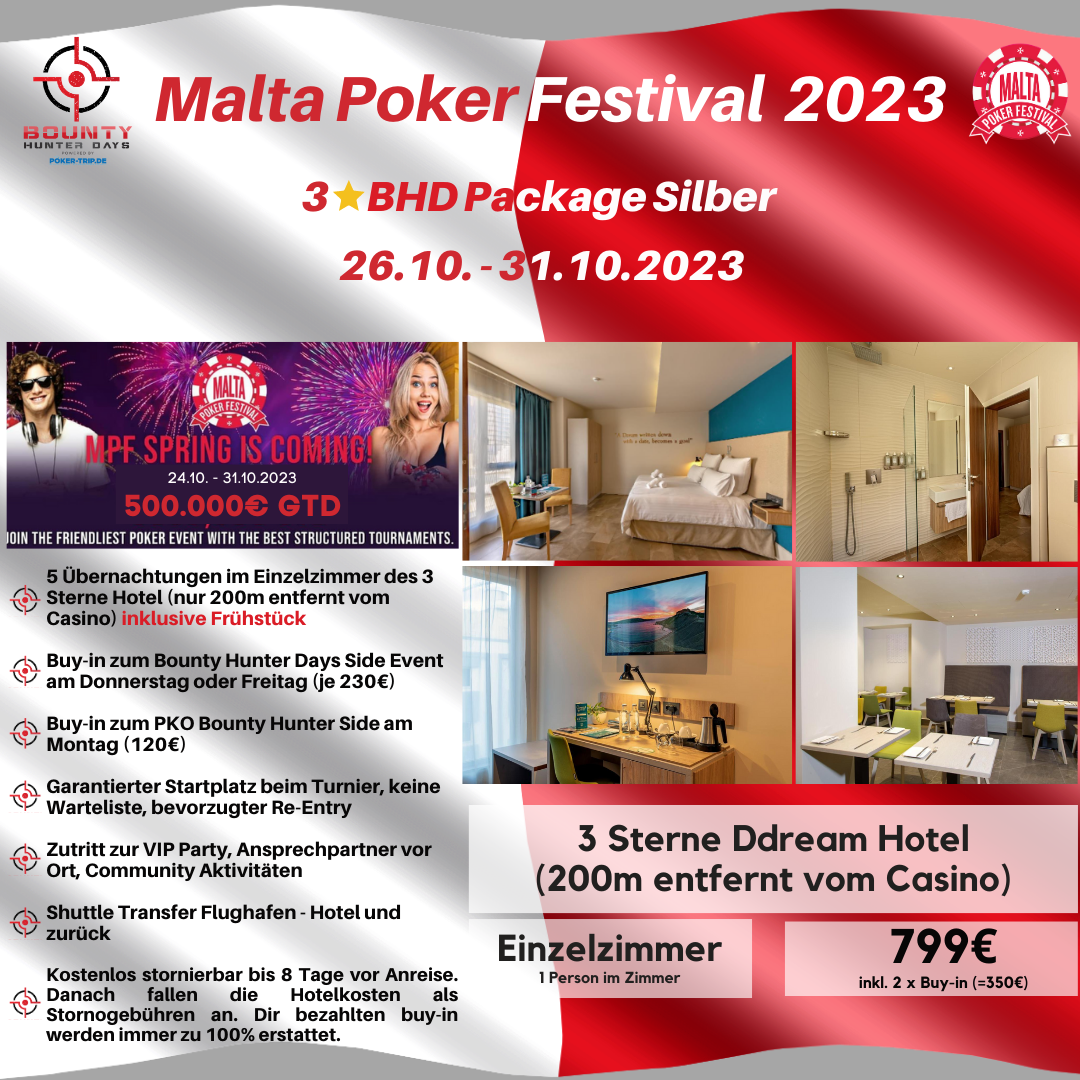 Poker Package Angebot für das Malta Poker Festival 2022