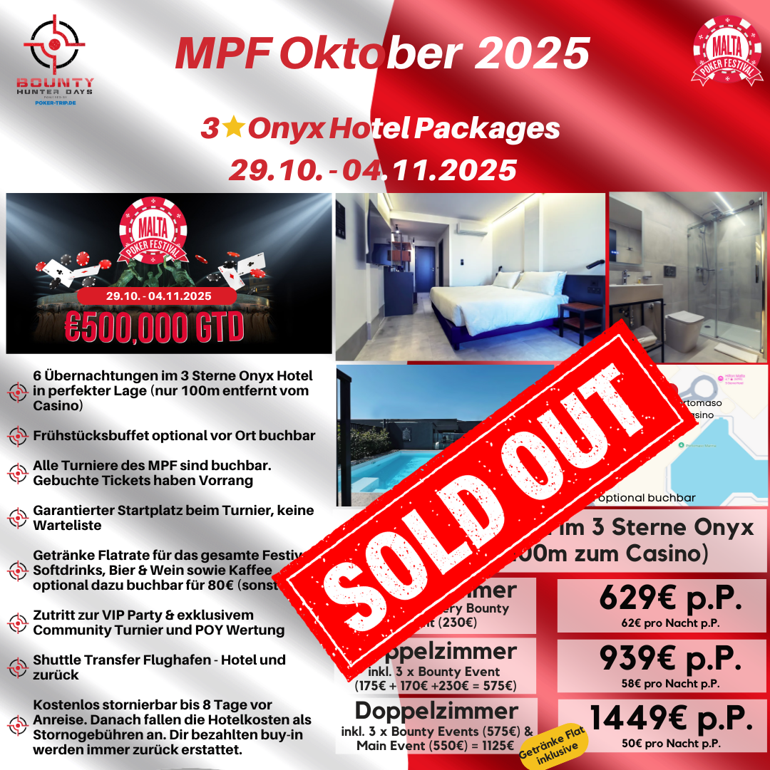 Hilton Package für das Malta Poker Festival 2024 mit 6 Übernachtungen