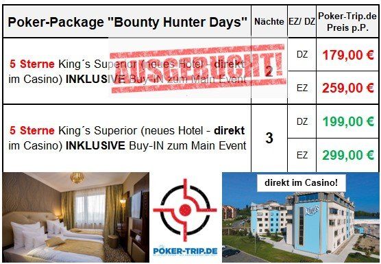 Angebote im neuen 5 Sterne Hotel direkt im Kings Casino in Rozvadov. 2 Nächte im Doppelzimmer inklusive Buy-IN ab 179€ pro Person