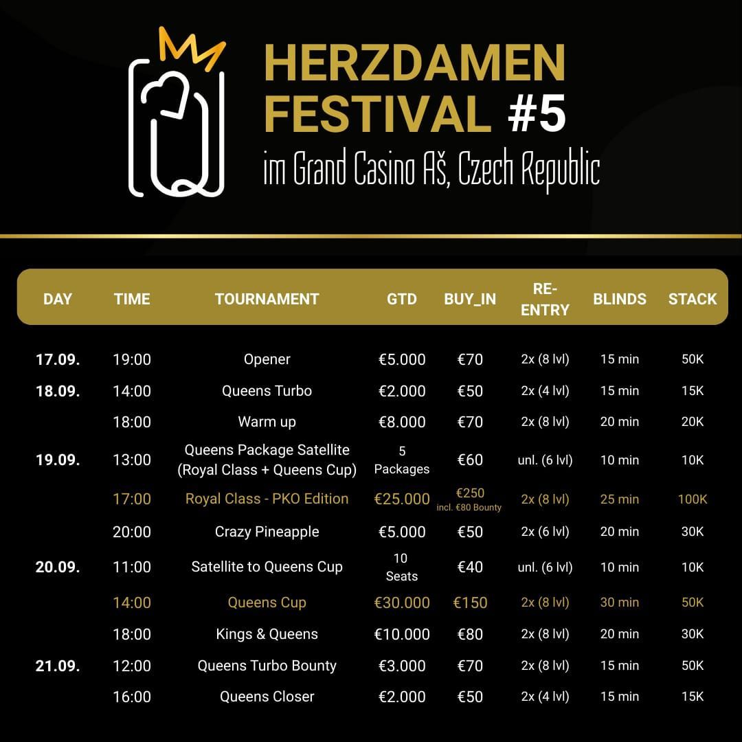 Schedule zum Herzdamen Festival  im Grand Casino Asch Schedule zum Herzdamen Festival im Grand Casino Asch