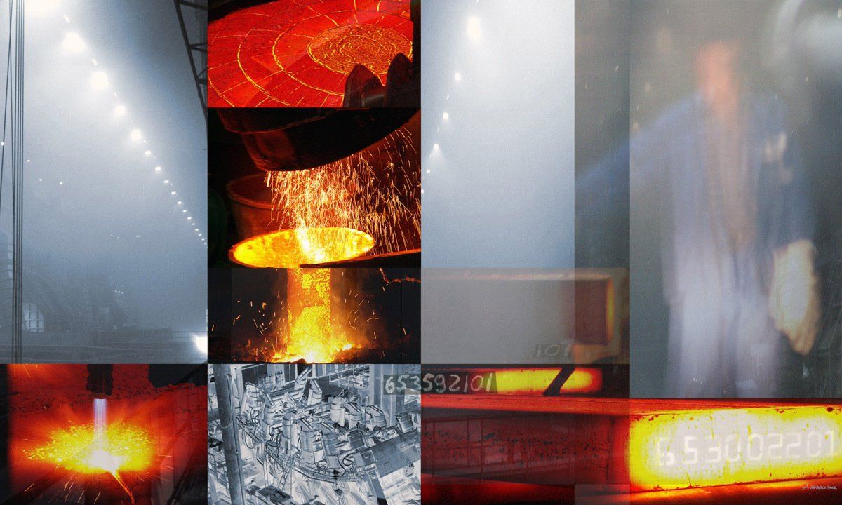 Wand-Installation DIE-ERBEN-DES-PROMETHEUS, arcelorMittal; experimentelle Fotografie, Licht-Malerei; Zeitgenössische Fotografie; Bildende Kunst; Kunst am Bau, Architekturbezogene Kunst, Kunst im öffentlichen Raum; KUNST.HAUS am SEE; Werenzhainer Ziegelei 1; 03253 Doberlug-Kirchhain; Landkreis Elbe-Elster; Lausitz; Brandenburg; Deutschland