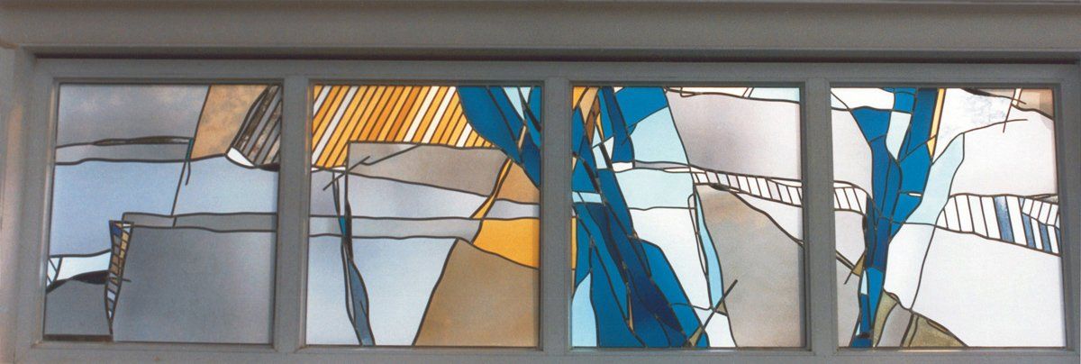 Fenstergestaltung SCHÖPFUNG, BUGA Cottbus; Gläserne Kirche, Glasfries; Glasmalerei; Licht-Malerei; Bildende Kunst; Zeitgenössische Glas-Kunst; Kunst am Bau, Architekturbezogene Kunst, Kunst im öffentlichen Raum; KUNST.HAUS am SEE; Werenzhainer Ziegelei 1; 03253 Doberlug-Kirchhain; Landkreis Elbe-Elster; Lausitz; Brandenburg; Deutschland