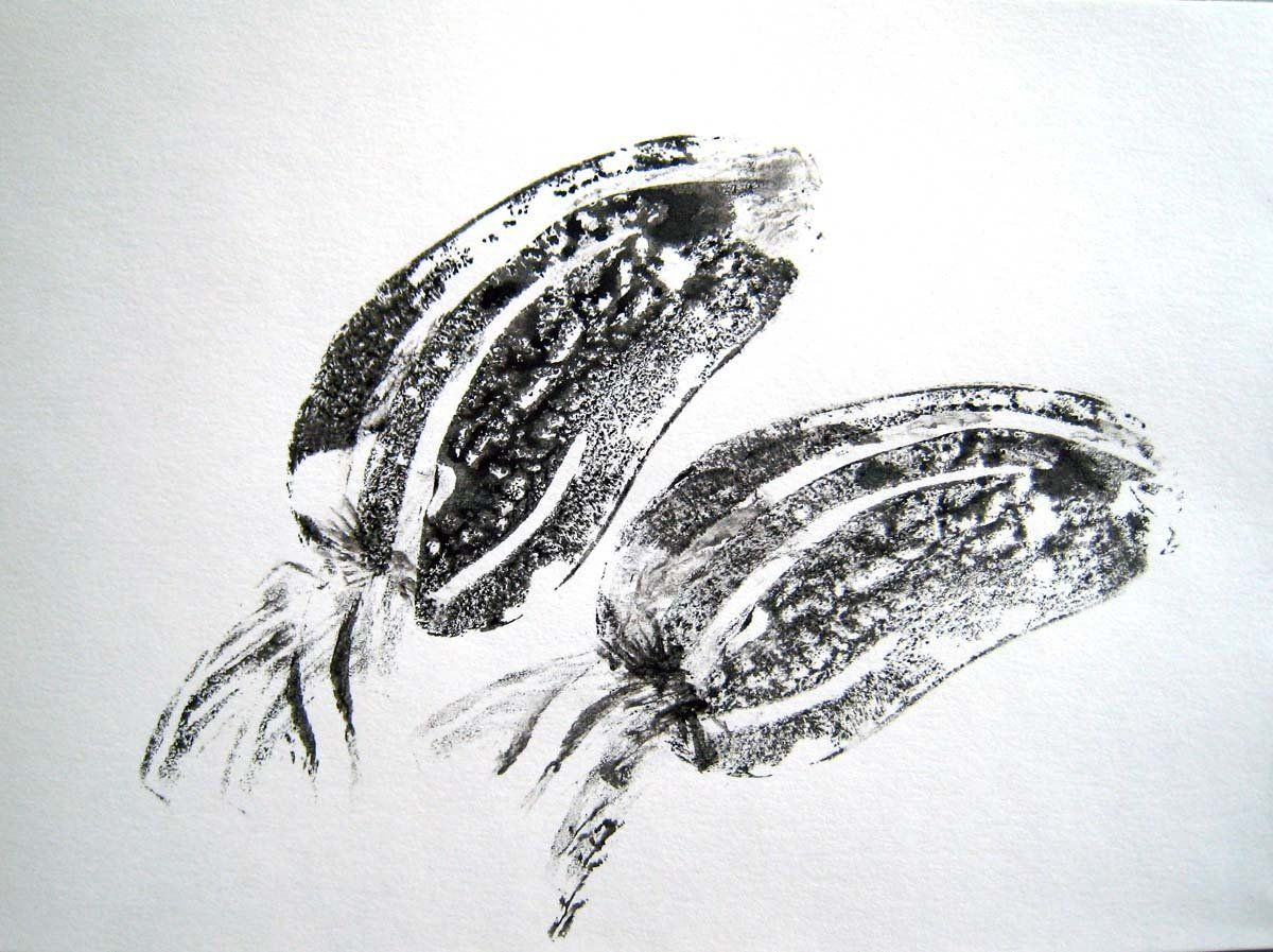 Angela Willeke Experimentelle Grafik VERTRAUT; zeitgenössische Grafik; mehrfacher Hand-Druck; Bildende Kunst; KUNST.HAUS am SEE; Werenzhainer Ziegelei 1; 03253 Doberlug-Kirchhain; Landkreis Elbe-Elster; Lausitz; Brandenburg; Deutschland