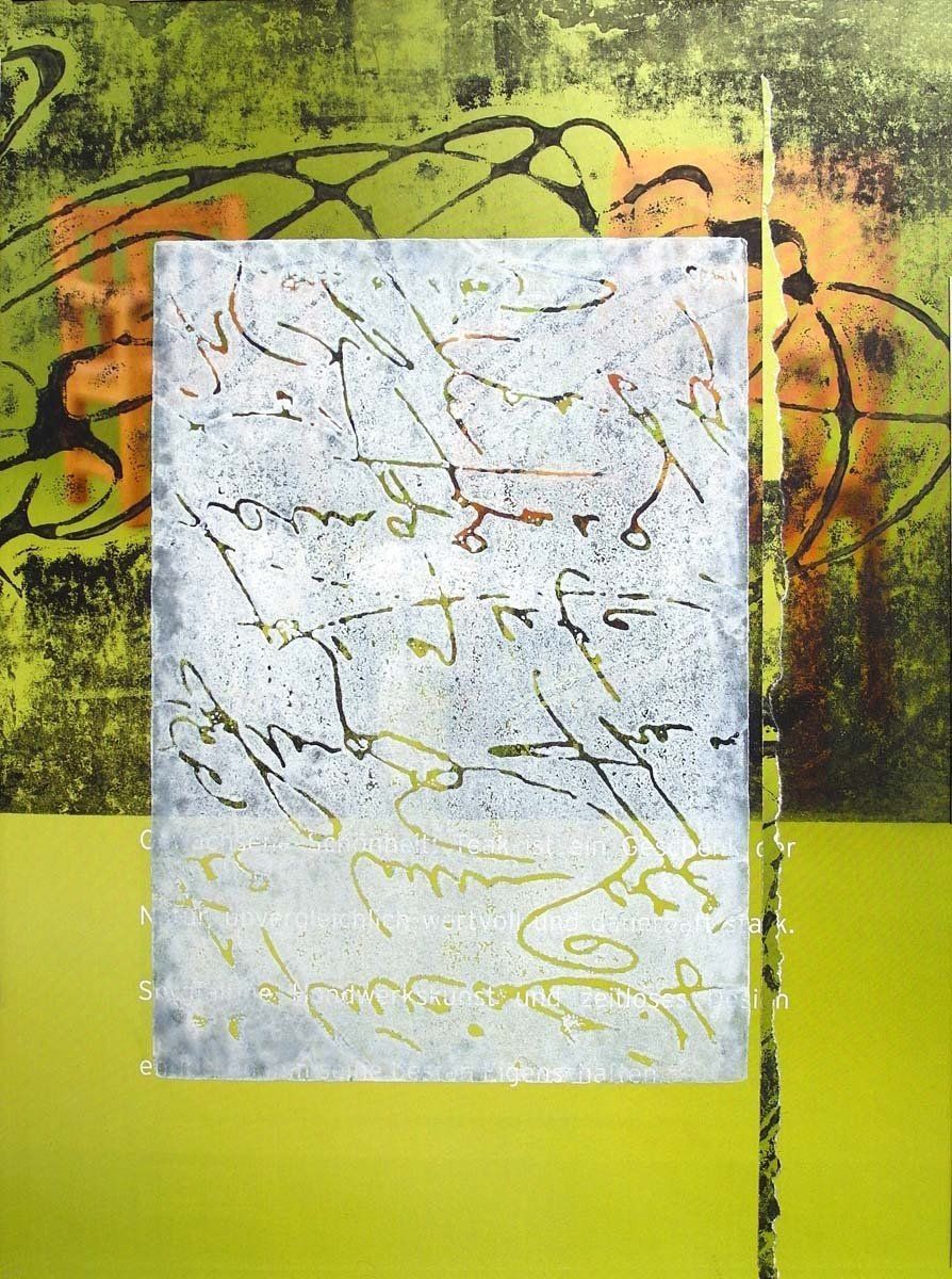 Druck-Grafik REISE.NOTIZEN, Kulturlandjahr Fontane 200, mehrfacher Handdruck; Bildende Kunst, Zeitgenössische Druck-Grafik; KUNST.HAUS am SEE, Werenzhainer Ziegelei 1, 03253 Doberlug-Kirchhain, Landkreis Elbe-Elster, Lausitz, Brandenburg, Deutschland