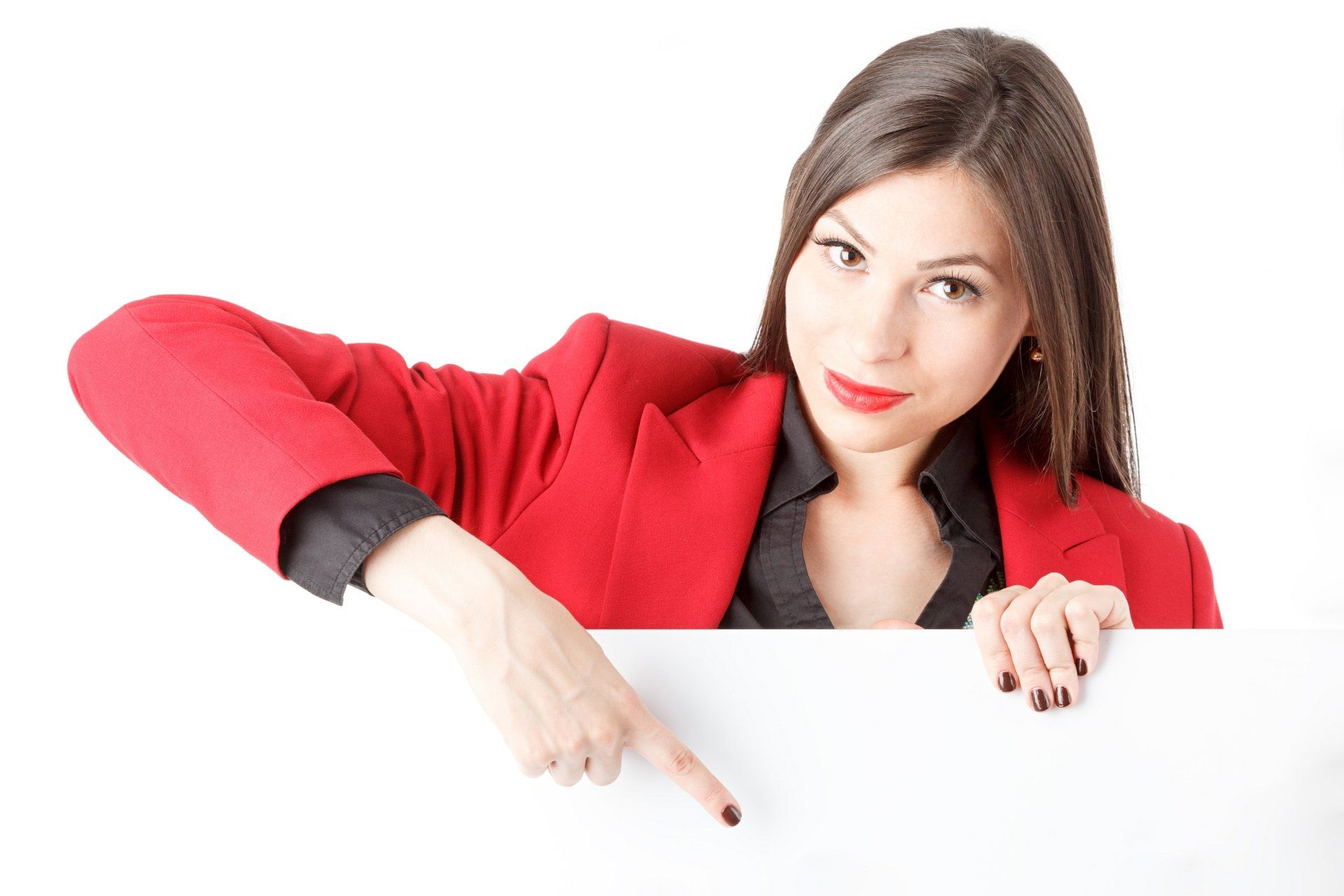 Femme qui vous indique comment contacter notre entreprise