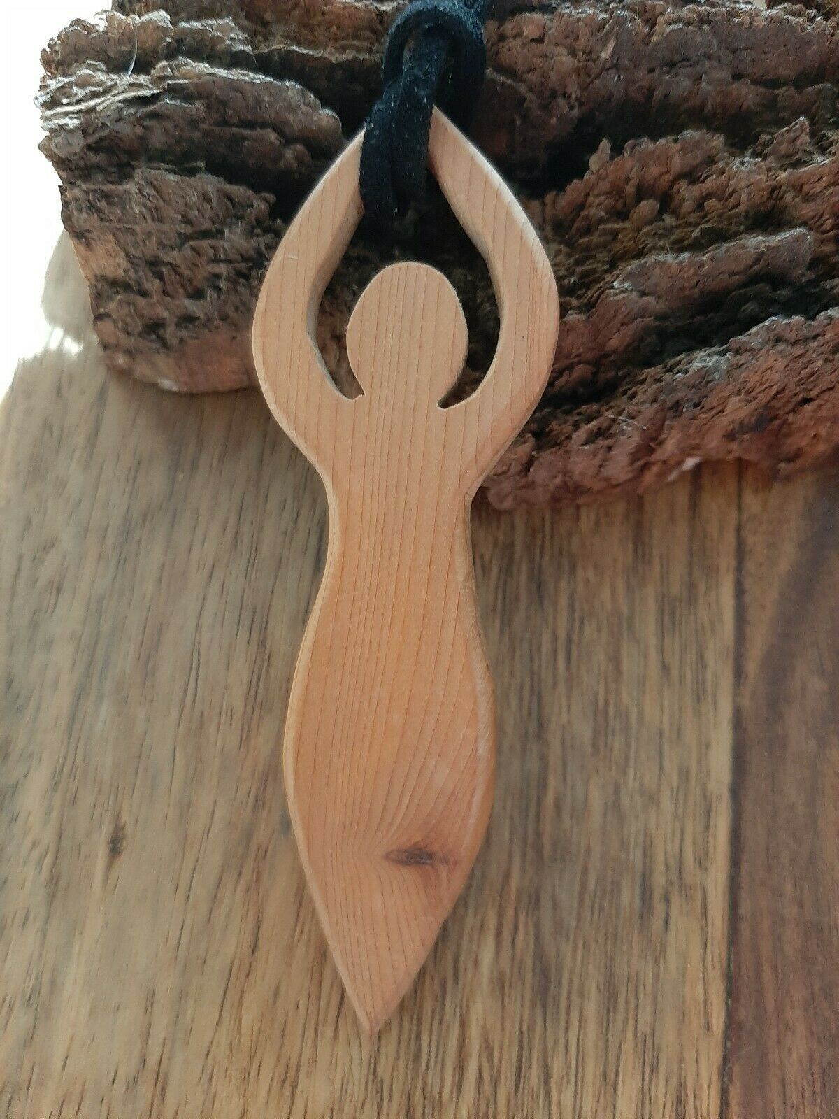 Wooden Goddess Pendant Gandmade Dorset