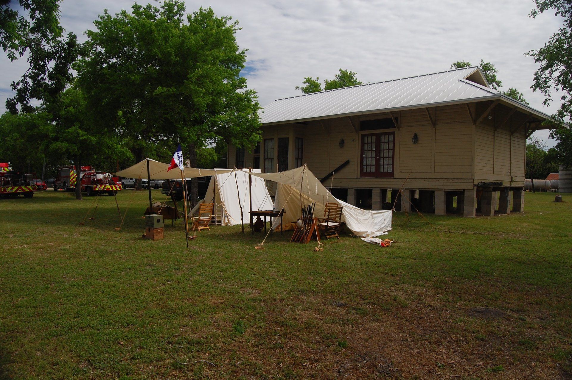 encampment of former Texas Rangers to show camping of the 1800s