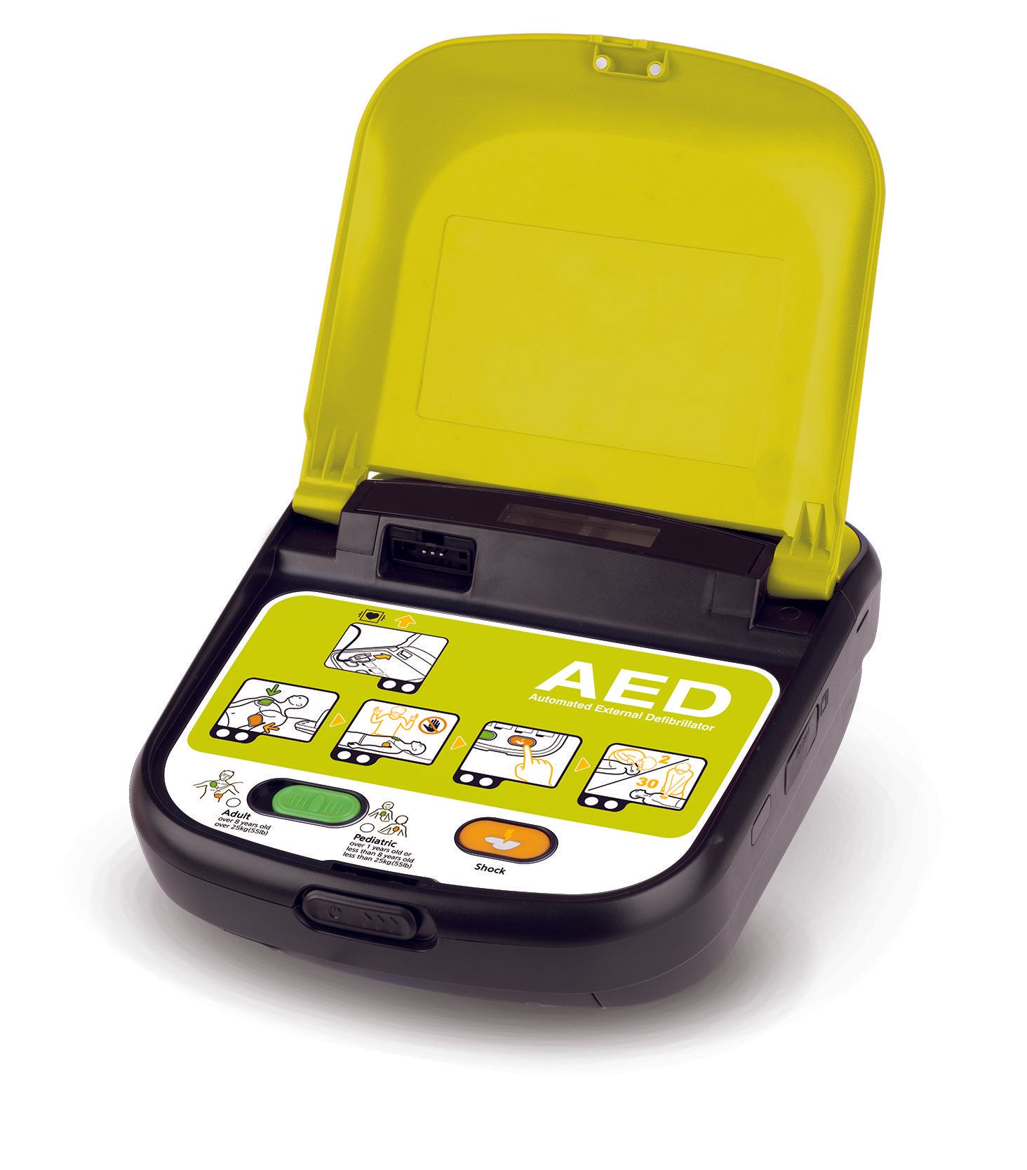 Defibrillator TecnoHeart AED geöffnet