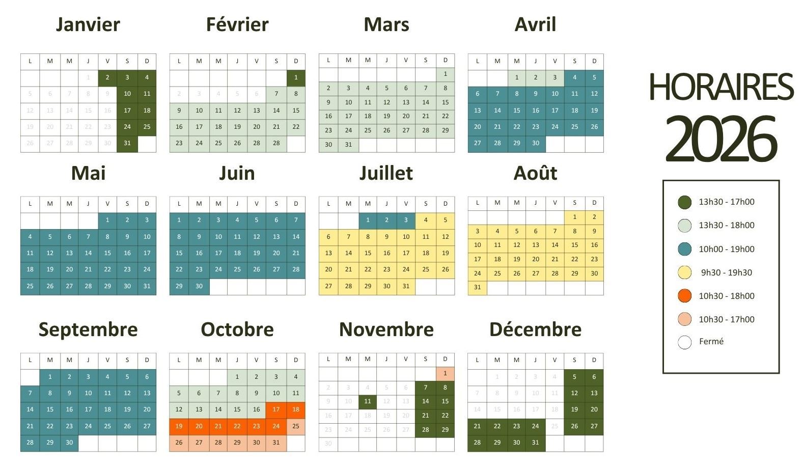 Horaires d'ouverture Réserve Zoologique de Calviac