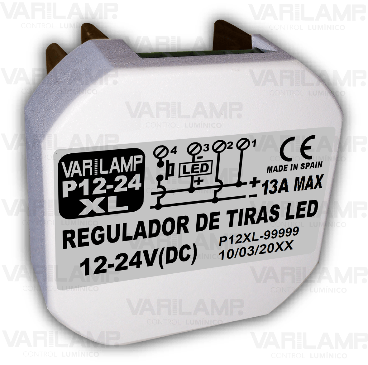 P12-24 Varilamp. Regulador a pulsadores para LED de 12V a 24V (CC)