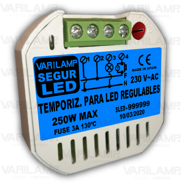 Segur LED 250 Varilamp. Temporizador de seguridad a pulsadores para cualquier LED regulable