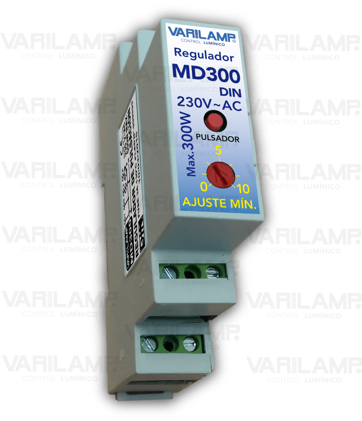 MD 300 DIN Varilamp. Regulador UNIVERSAL a pulsadores en carril DIN para cualquier LED regulable