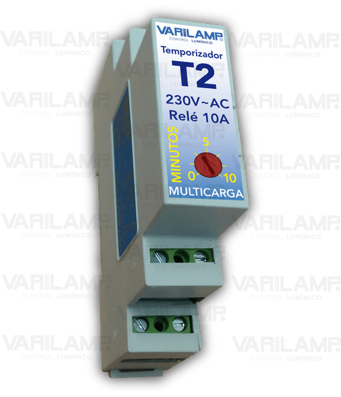 T2 Varilamp. Temporizador UNIVERSAL en carril DIN a pulsadores para todo tipo de cargas