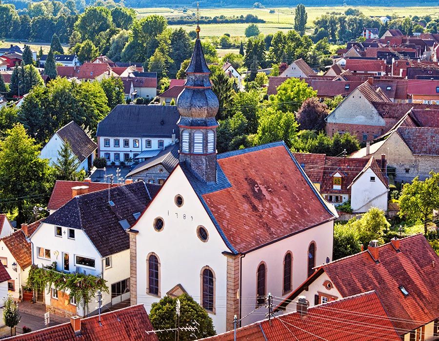 Die evangelische Kirche aus der Vogelperspektive Die evangelische Kirche aus der Vogelperspektive