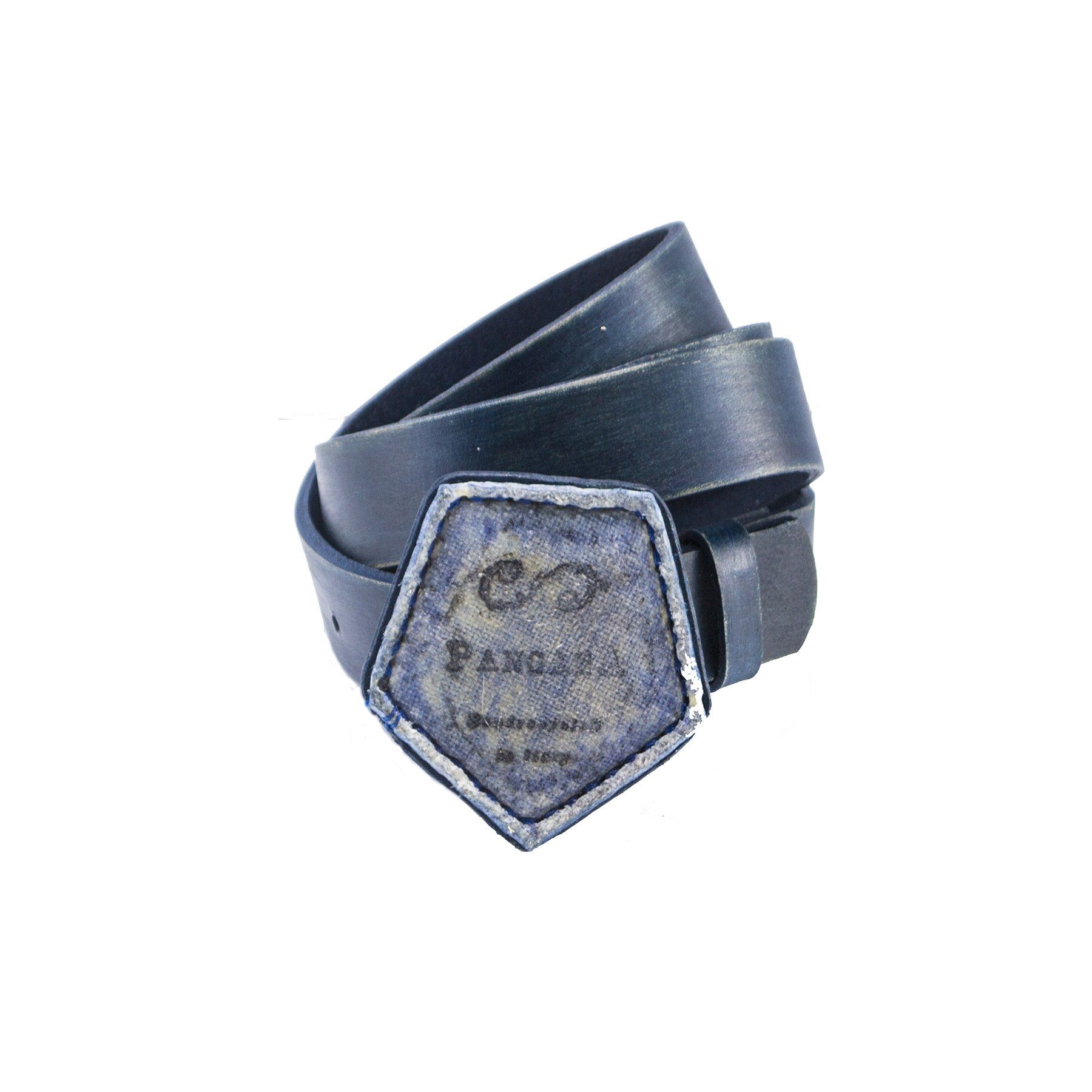 pangaea cintura cuoio pelle riciclo pallone calcio uomo donna ecosostenibile moda etica blu