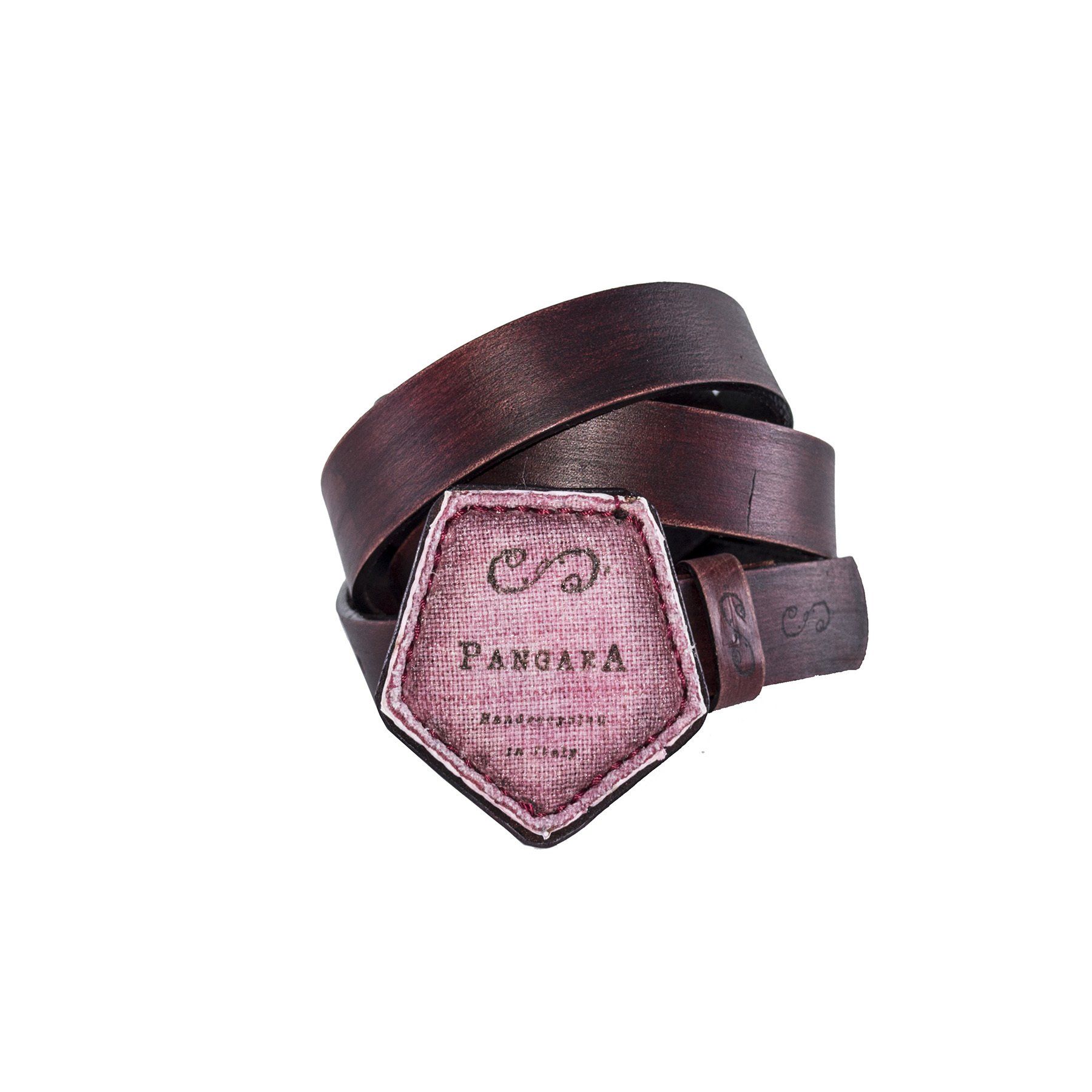 pangaea cintura cuoio pelle riciclo pallone calcio uomo donna ecosostenibile moda etica rosa bordeaux