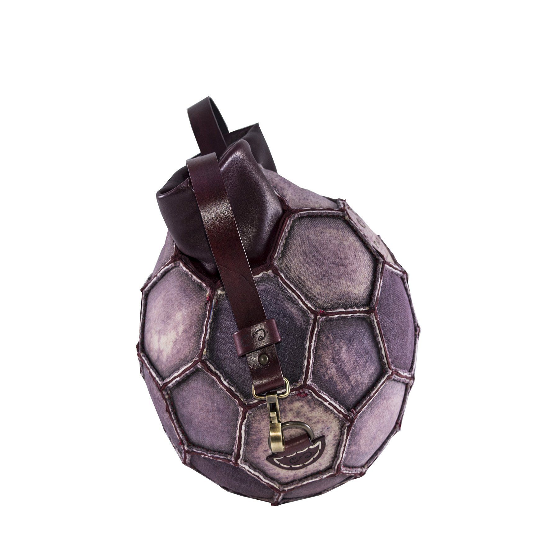 borsa palla tonda in pelle tracolla dal riciclo del pallone da calcio bordeaux grounge