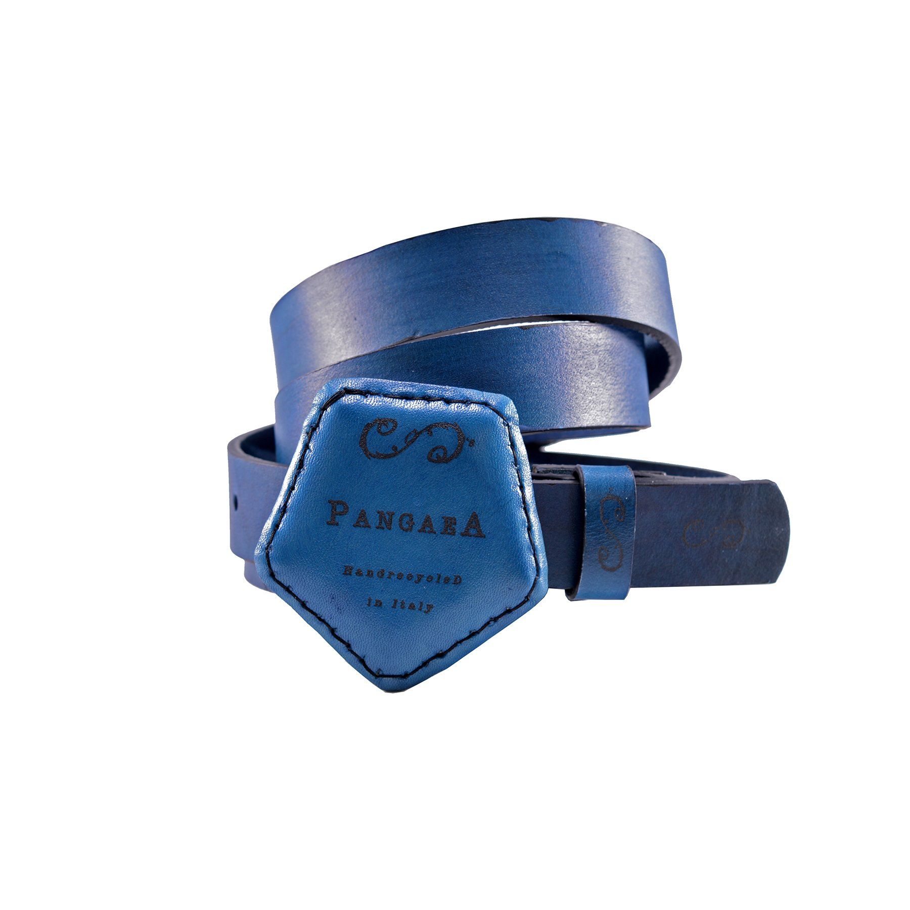 pangaea cintura in pelle blu dal riciclo del pallone da calcio ecosostenibile accessorio moda etica