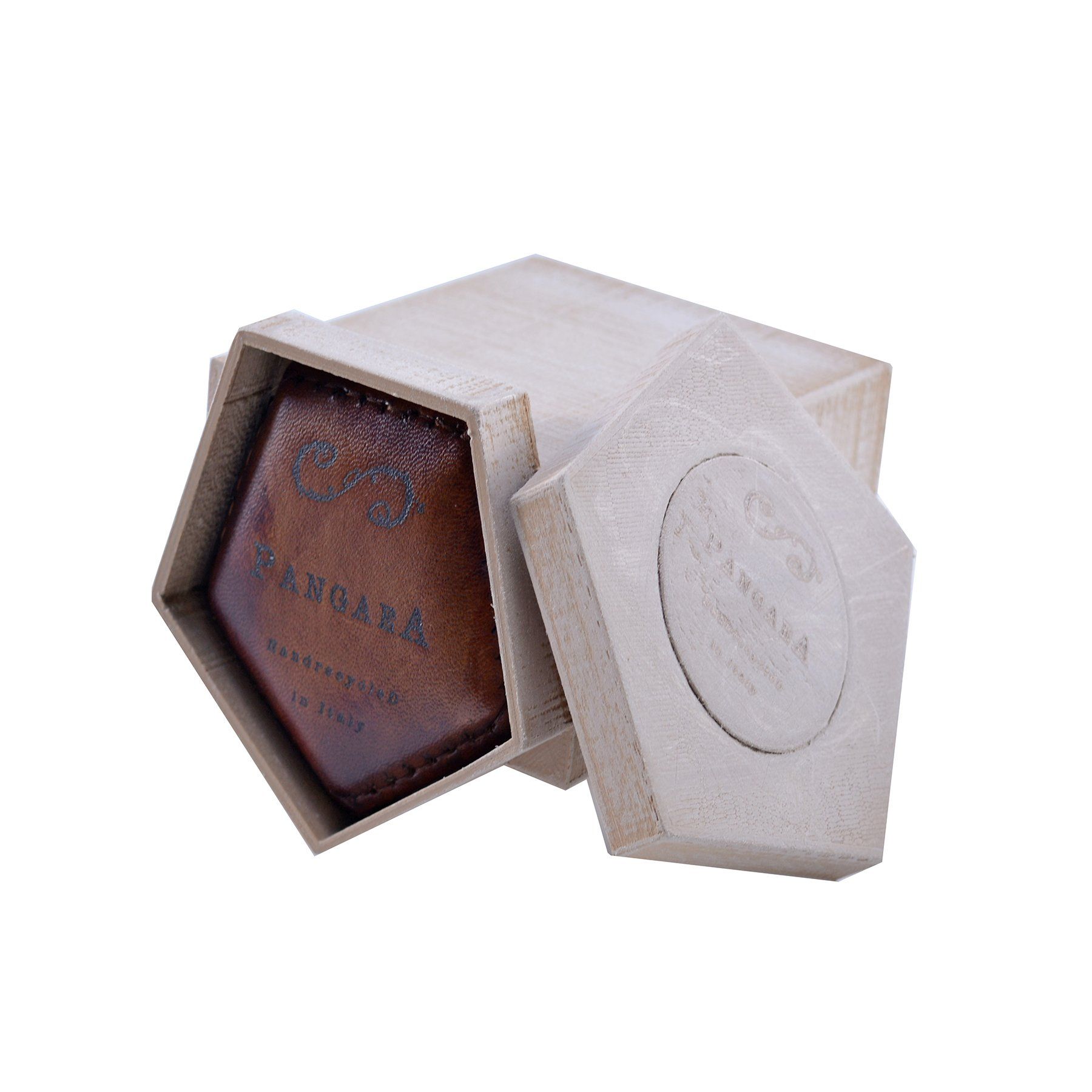 pangaea cintura in pelle marrone dal riciclo del pallone da calcio ecosostenibile confezione design legno pla ecosostenibile