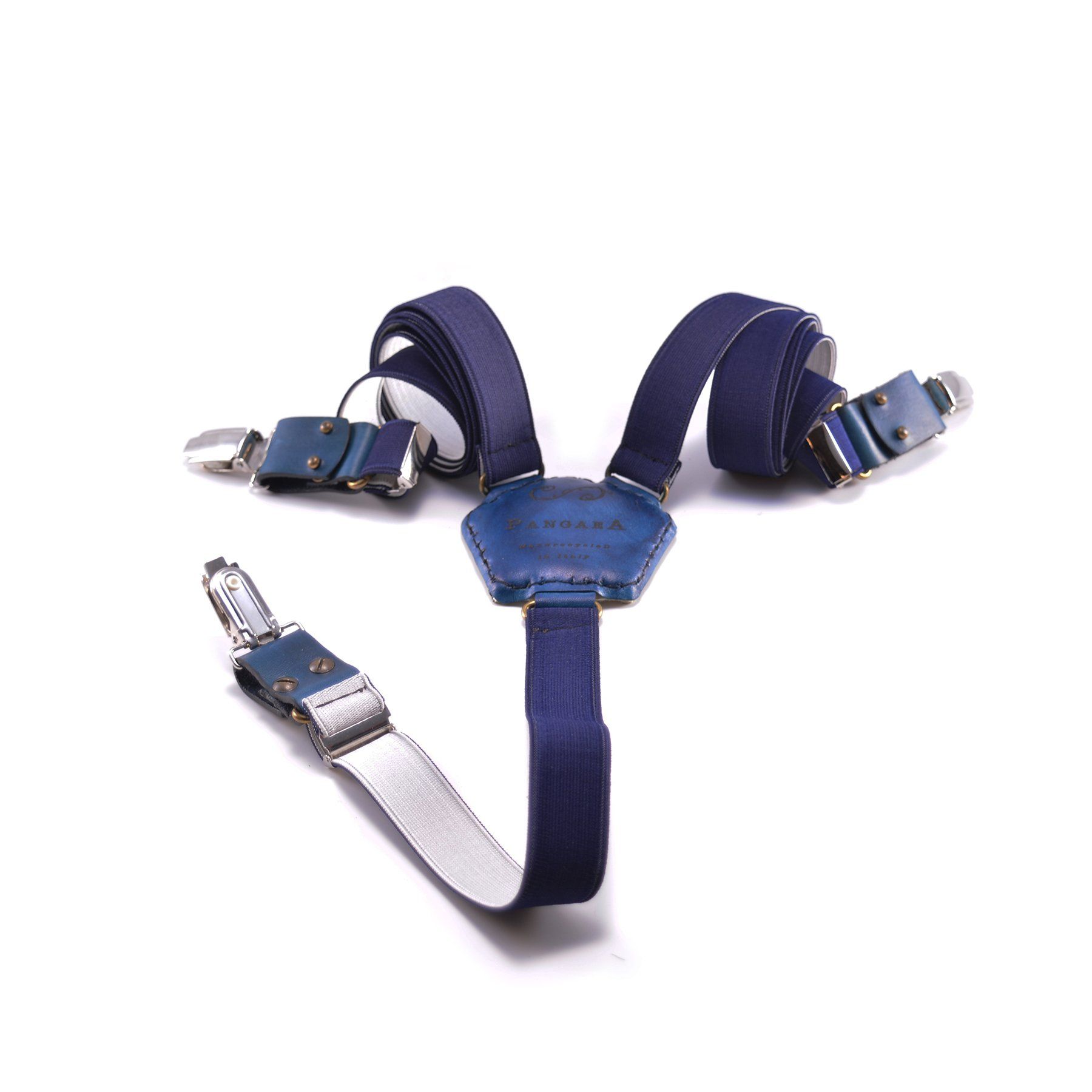 pangaea bretelle tiracche uomo donna in pelle blu dal riciclo di palloni da calcio