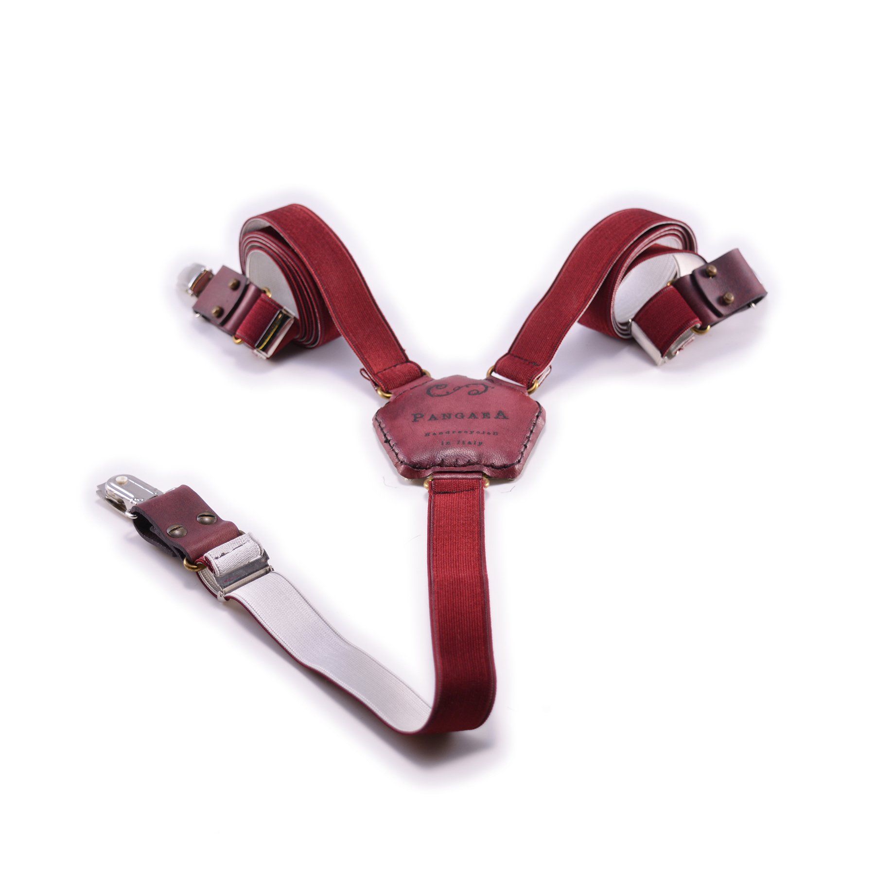 pangaea bretelle tiracche uomo donna in pelle bordeaux dal riciclo di palloni da calcio
