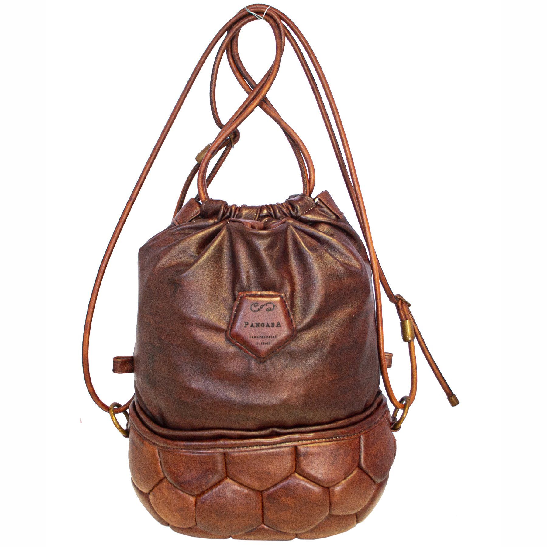 pangaea zaino triangolo riciclo pallone calcio pelle marrone ecofriendly