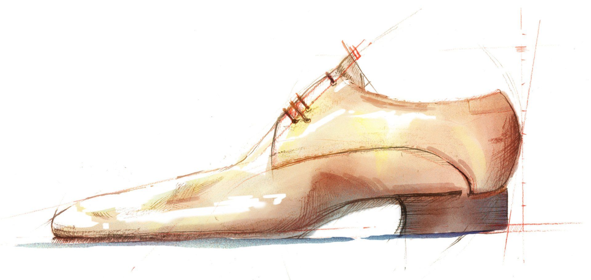 Dessin Hélène sur mesure Derville - souliers sur mesure - patines artisanales