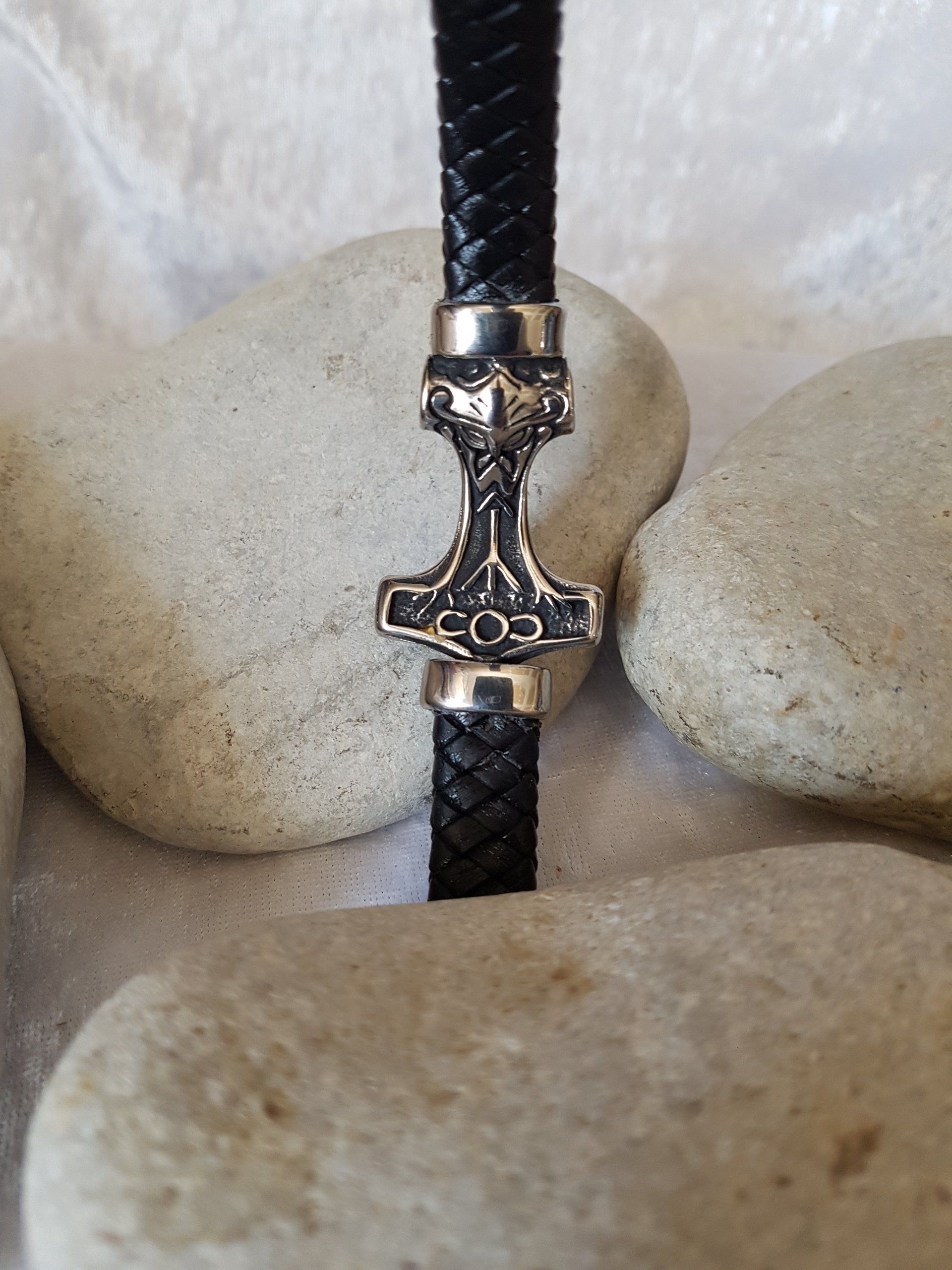 bracelet cuir noir marteau de thor bracelet cuir homme