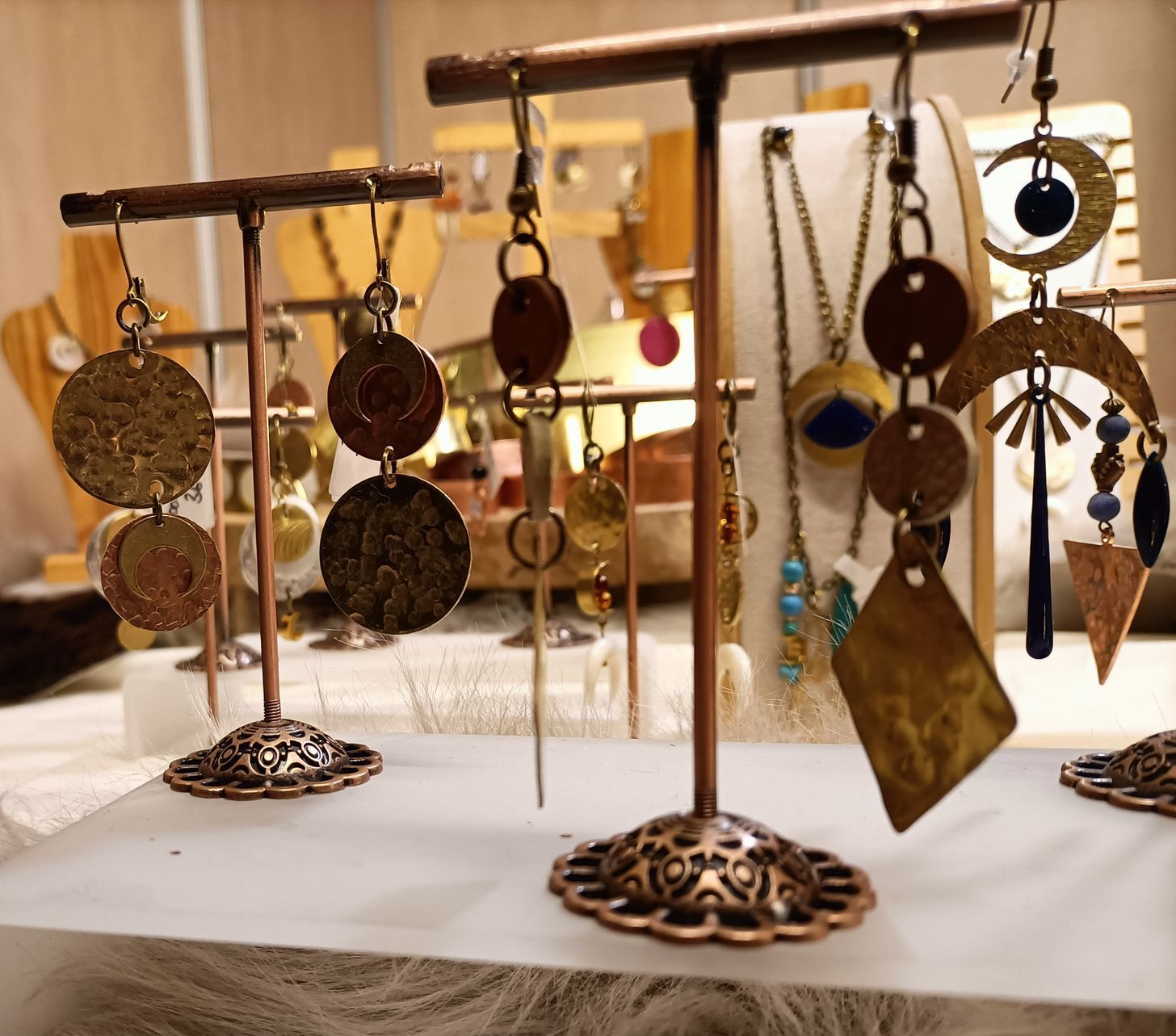 laiton et cuivre boucles d'oreilles créateur