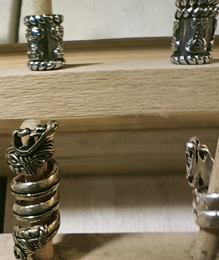 dragon Gotland, et Marteau de Thor acier bague de barbe et de chaveux acier