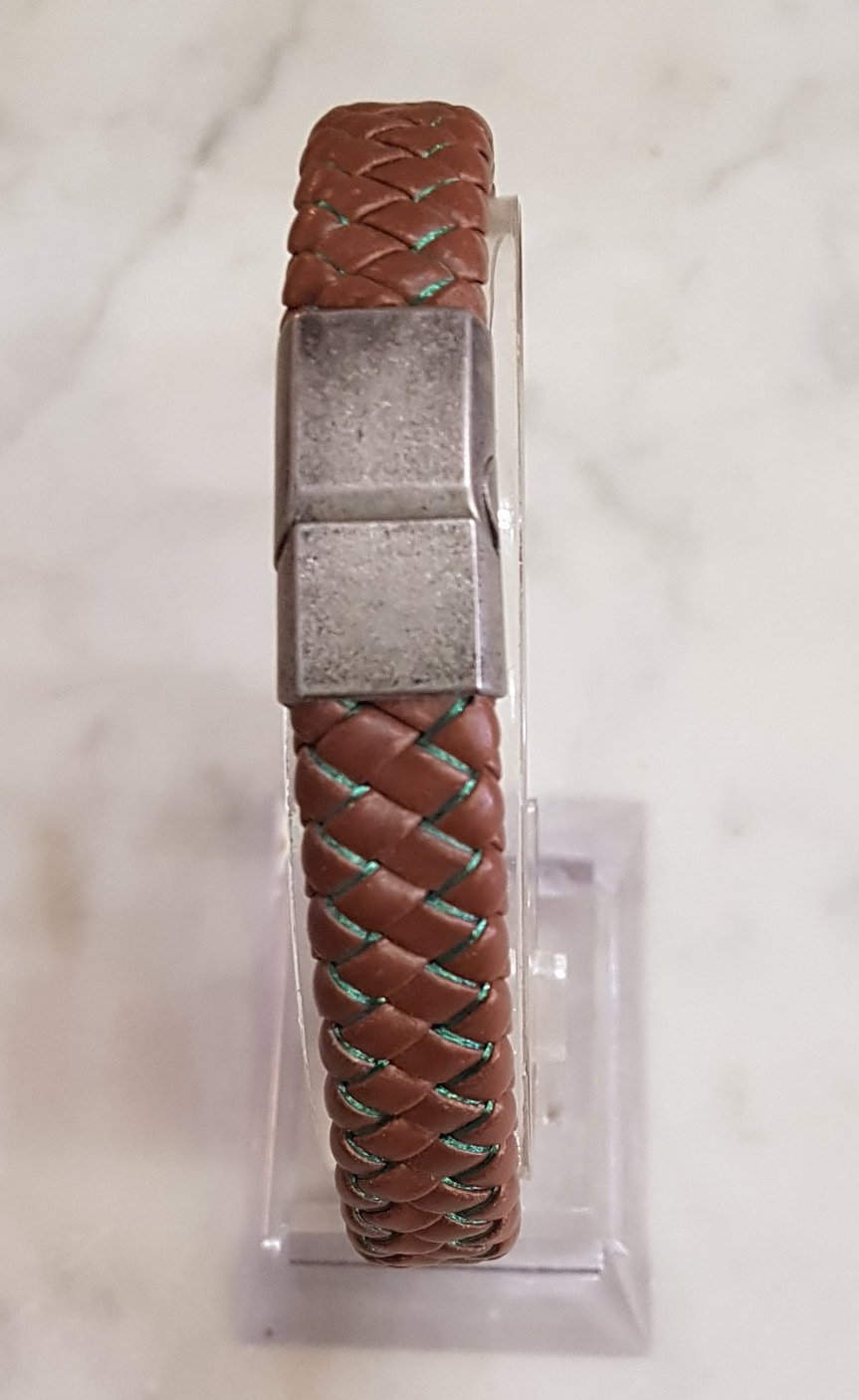 Cuir tressé, fermoir acier : 34 € Bracelet cuir tressé marron homme