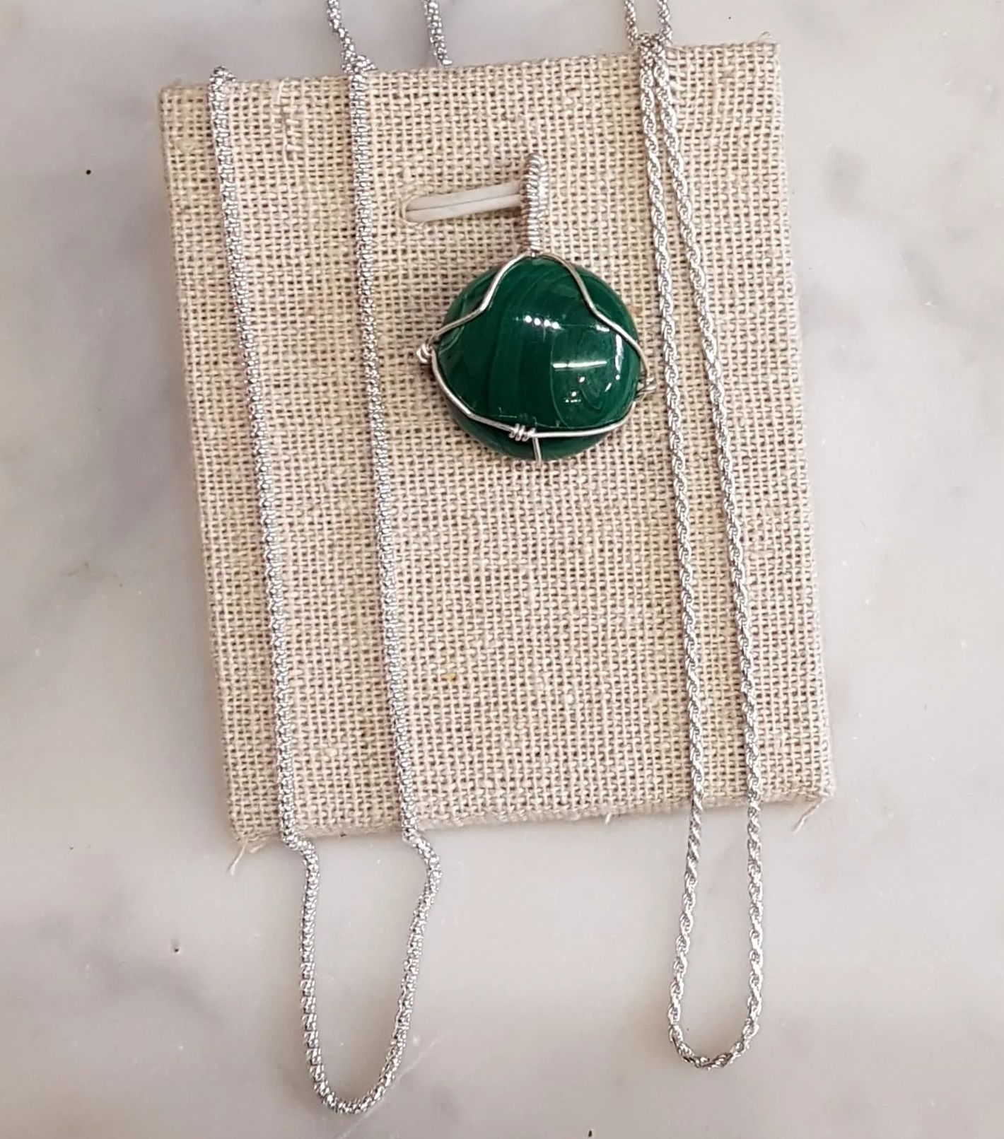 Malachite d'Afrique du sud pendentif malachite et argent 925/1000