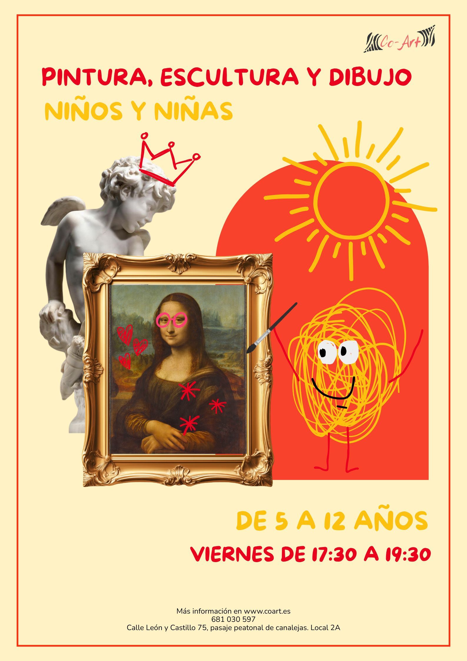 Curso de pintura para niños Flyer curso de dibujo y pintura