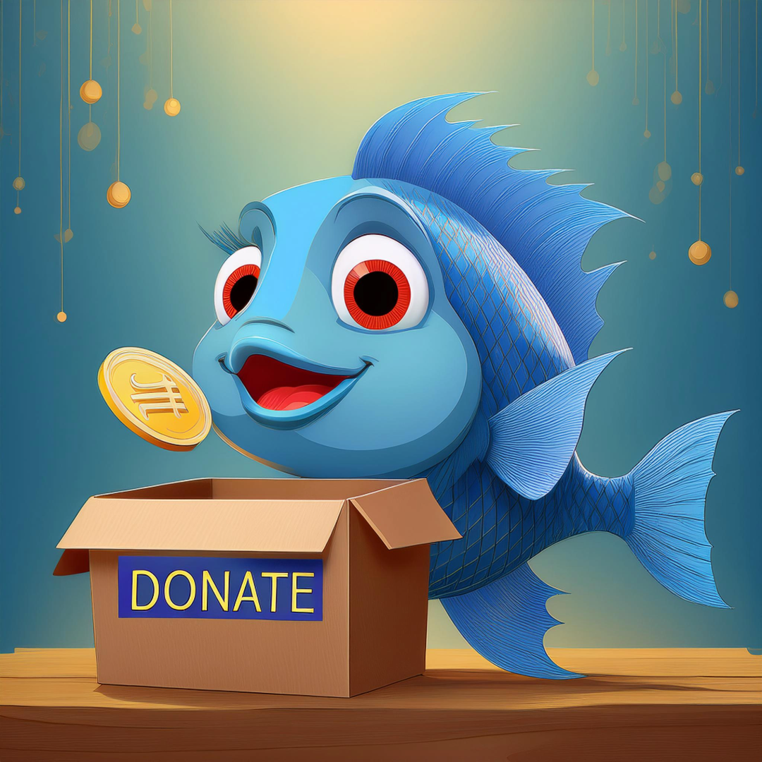 Ein Fisch, der Geld spendet